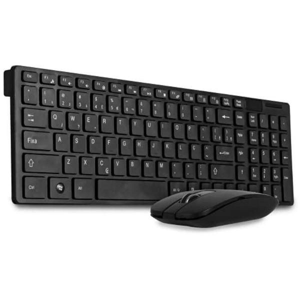 Imagem de Kit Teclado E Mouse Wirelles Adaptador Bluetooth Slim 2.4Ghz