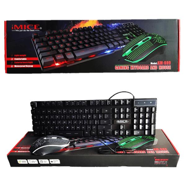 Imagem de Kit Teclado Mais Mouse Gamer Luz Leds Coloridos Mais Rápidez E Conforto Km680