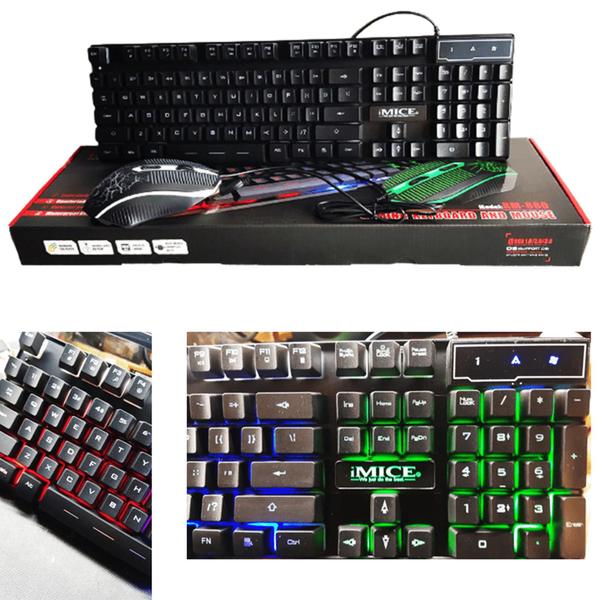 Imagem de Kit Teclado Mais Mouse Gamer Luz Leds Coloridos Mais Rápidez E Conforto Km680