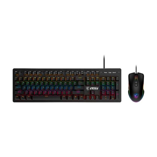 Imagem de Kit Teclado Mecânico Gamer MSI Forge GK300, RGB, Switch Blue, US + Mouse Gamer, RGB, 7200 DPI, 7 Botões, Preto - S11-04US20N-HH9