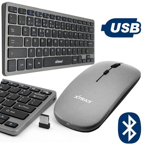 Imagem de Kit Teclado Mouse Bluetooth e Wireless Recarregável Usb  Celular Note PC Tv Smart tablet NF 8077