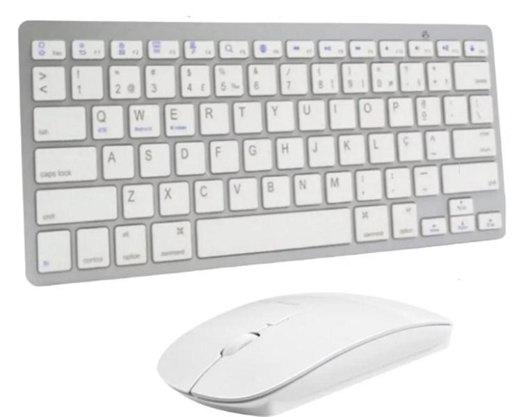 Imagem de Kit Teclado Mouse Bluetooth Tablet Notbook Phone Celular Cor do mouse Branco Cor do teclado Branco