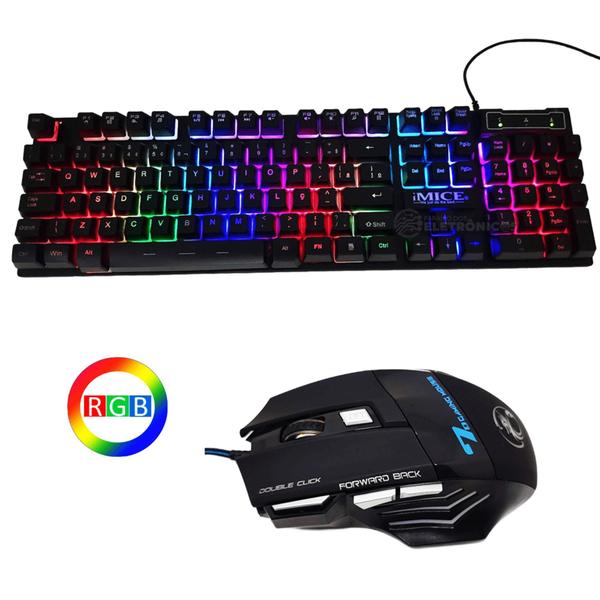 Imagem de Kit Teclado Mouse Gamer Com Fio LED Luz de Fundo RGB Para Jogos PC NA300