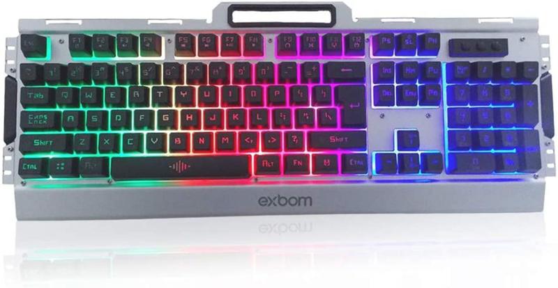 Imagem de Kit teclado mouse Gamer USB Metal Semi mecânico Profis Prata