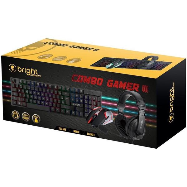 Imagem de Kit Teclado Mouse Headset USB Bright Combo Gamer 0543