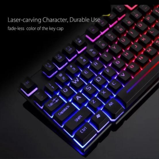 Imagem de Kit Teclado Mouse Luminoso Semi Mecanico