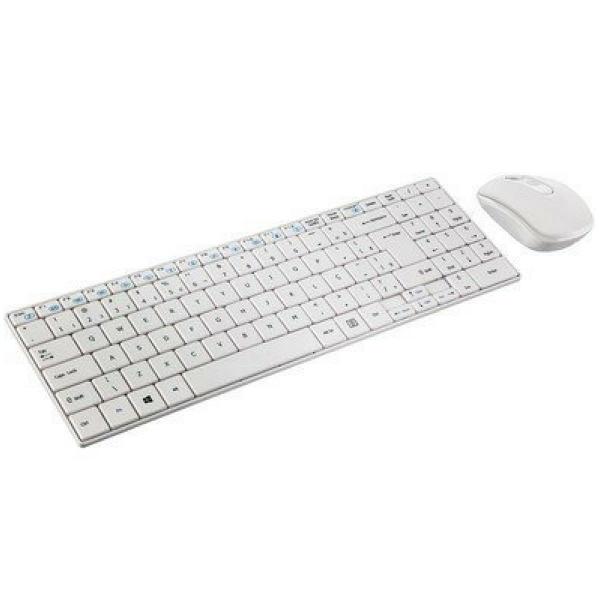 Kit Teclado + Mouse Óptico Branco Sem Fio - Knup Imagem de Kit Teclado + Mouse Óptico Branco Sem Fio