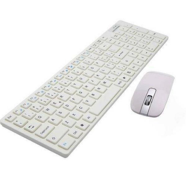 Kit Teclado + Mouse Óptico Branco Sem Fio - Knup Imagem de Kit Teclado + Mouse Óptico Branco Sem Fio