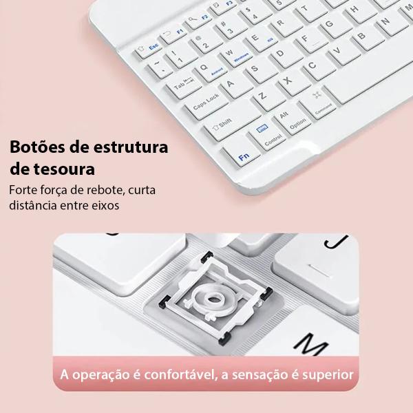 Imagem de Kit Teclado Mouse Para Ipad 9 8 7 10.2 Polegadas Recarregável Bluetooth Sem Fio Premium