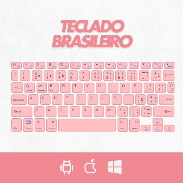 Imagem de Kit Teclado + Mouse Rosa Sem Fio Slim com Conexão Bluetooth