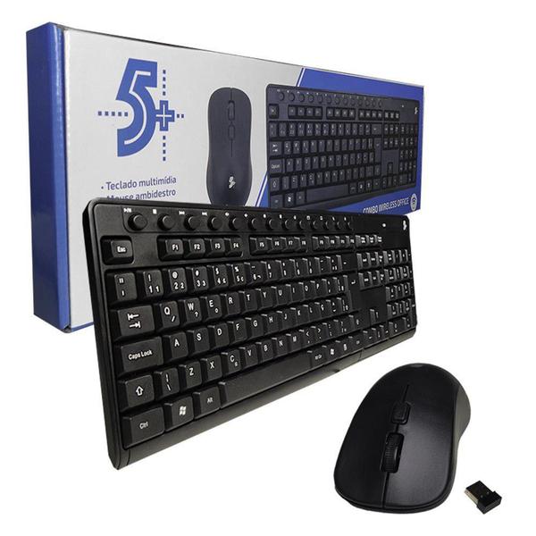 KIT Teclado + Mouse S/ Fio 015-0079 Office - 5+ Imagem de KIT Teclado + Mouse S/ Fio 015-0079 Office - 5+