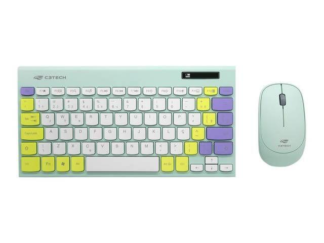 Imagem de Kit teclado/mouse s/fio c3tech k-w71gn verde tkl