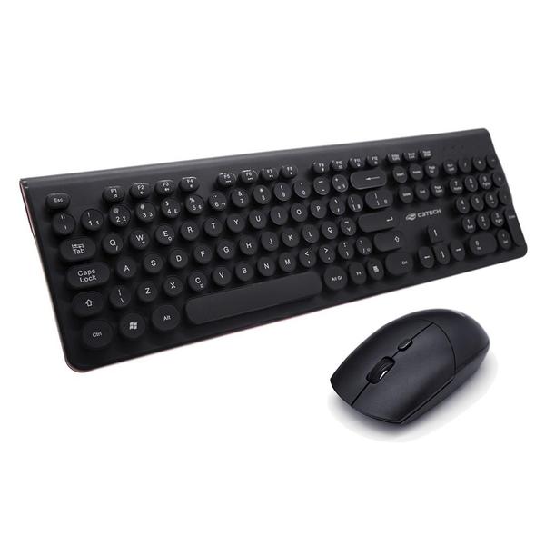 Imagem de Kit Teclado + Mouse Sem Fio K-W80BK Preto C3Tech