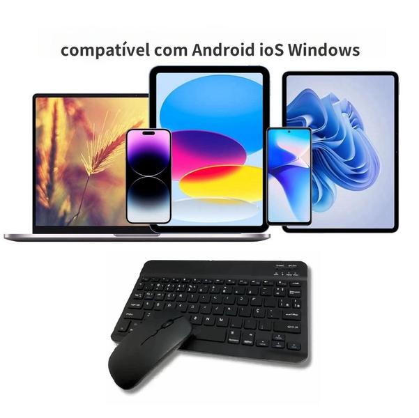 Imagem de Kit Teclado Mouse Sem Fio Recarregável Bluetooth Tablet/not