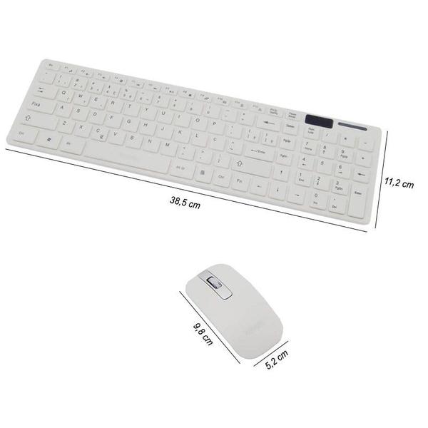 Kit Teclado + Mouse Sem Fio Wireless USB Exbom BK-S1000 Branco com Capa Silicone Imagem de Kit Teclado + Mouse Sem Fio Wireless USB Exbom BK-S1000 Branco com Capa Silicone