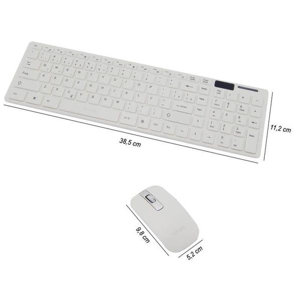 Kit Teclado + Mouse Sem Fio Wireless USB Exbom BK-S1000 Branco com Capa Silicone Imagem de Kit Teclado + Mouse Sem Fio Wireless USB Exbom BK-S1000 Branco com Capa Silicone