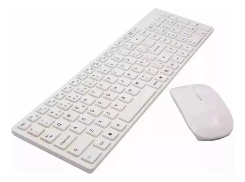 Imagem de Kit Teclado Mouse Wireless S/Fio Slim+ Deskpad Mouse Branco