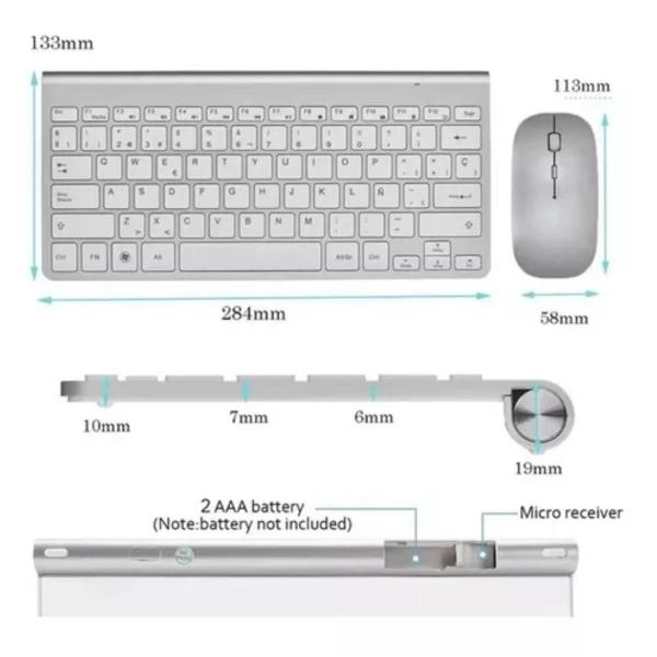 Imagem de Kit Teclado Mouse Wireless Sem Fio Ergonômico Pc Note Abnt Weibo 8066 NF Pilhas Durabilidade