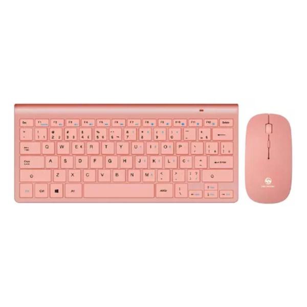 Imagem de Kit Teclado Mouse Wireless Sem Fio Ergonômico Pc Note Abnt Weibo 8066 NF Pilhas Durabilidade