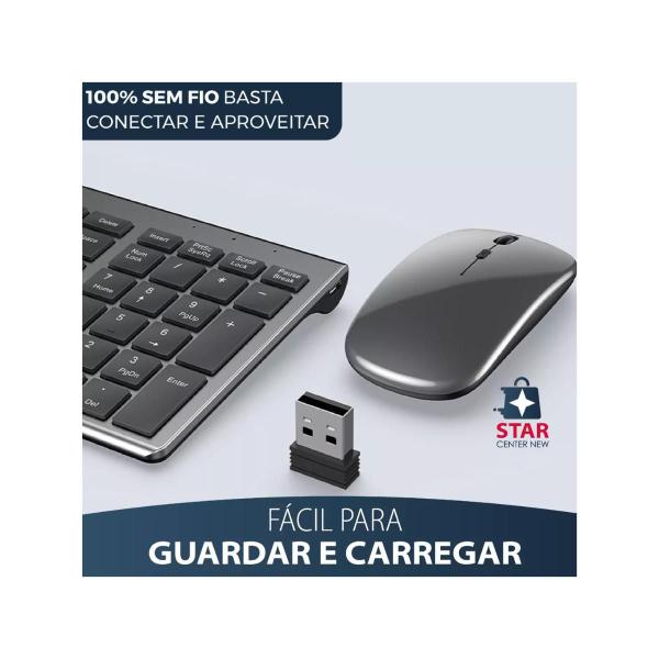 Imagem de Kit Teclado Númerico Mouse Smart Sem Fio 2.4g Recarregável Bateria Wireless