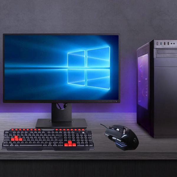 Imagem de Kit Teclado Office Multimídia + Mouse Gamer Led 7 Cores 3200Dpi