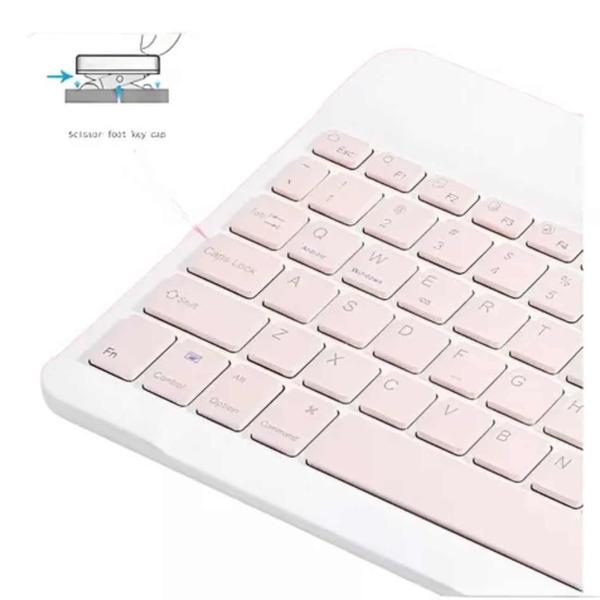 Imagem de Kit Teclado para Tablet/ Celular Recarregável Bluetooth + Suporte Cel/ Tablet