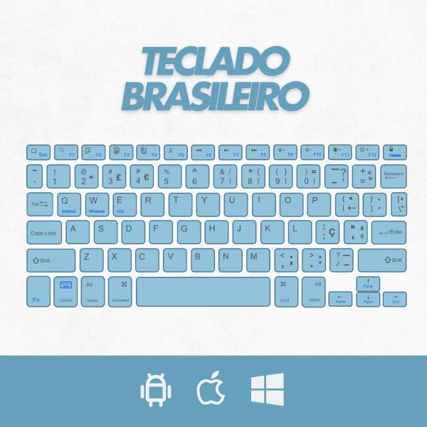 Imagem de Kit Teclado Recarregável e Mouse Sem Fio Azul com Bluetooth