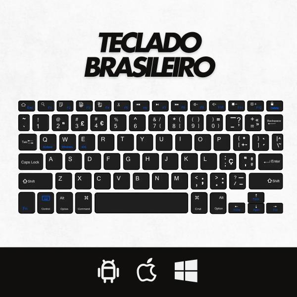 Imagem de Kit Teclado sem Fio ABNT1 Led + Mouse Slim Preto Bluetooth