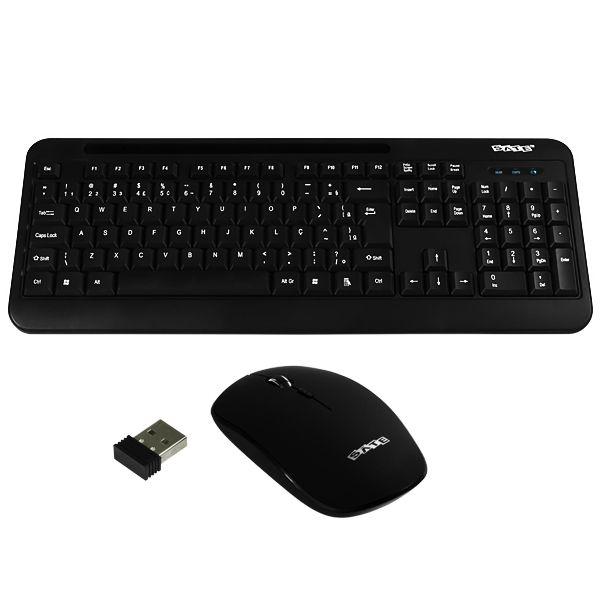 Imagem de Kit Teclado Sem Fio Satellite AK-725G Portugues + Mouse 1.600 Dpi- Preto