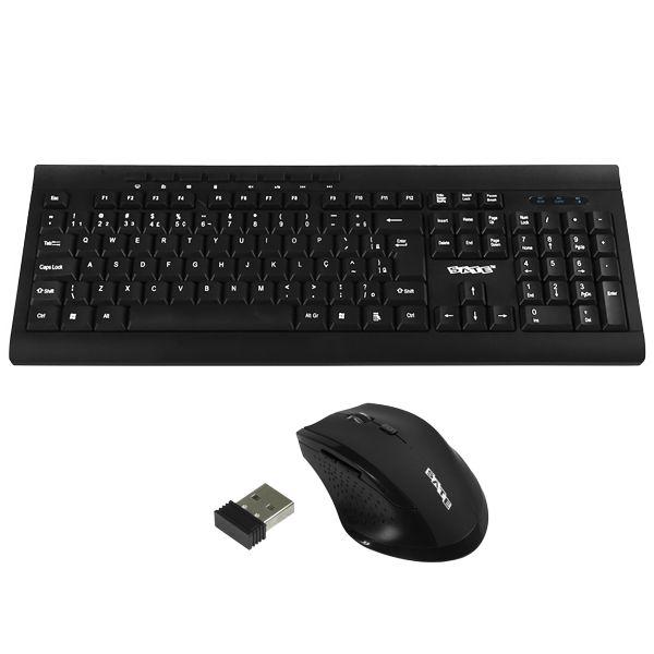 Imagem de Kit Teclado Sem Fio Satellite AK-726G Portugues + Mouse 1.600 Dpi - Preto