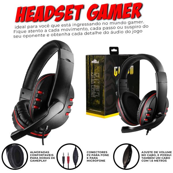 Imagem de Kit Teclado Semi Mecânico Gamer Headset Mouse 3200dpi Laser