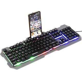 Imagem de Kit Teclado Semi Mecânico Gamer Led Rgb e Mouse Laser Usb Óptico Pc Notebook Celular 