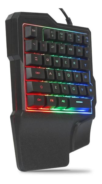 Imagem de Kit Teclado Semi Mecânico Single Hand Rgb e Mouse Gamer 3200dpi