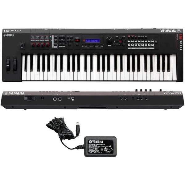 Imagem de Kit Teclado Sintetizador 61 Teclas MX 61V2 com Fonte Preto Yamaha e Suporte em X