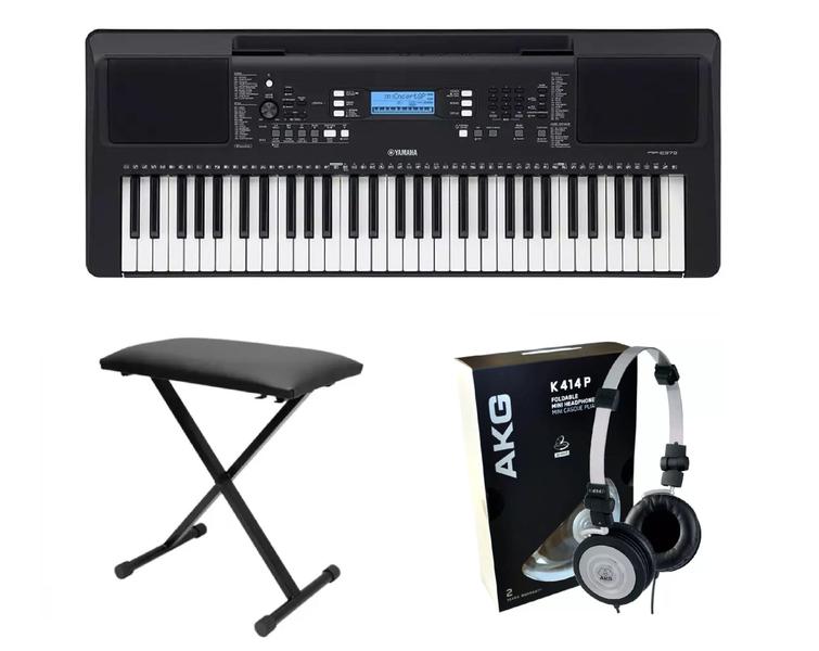 Imagem de Kit Teclado Yamaha PSR E373 com Banqueta e Fone K414