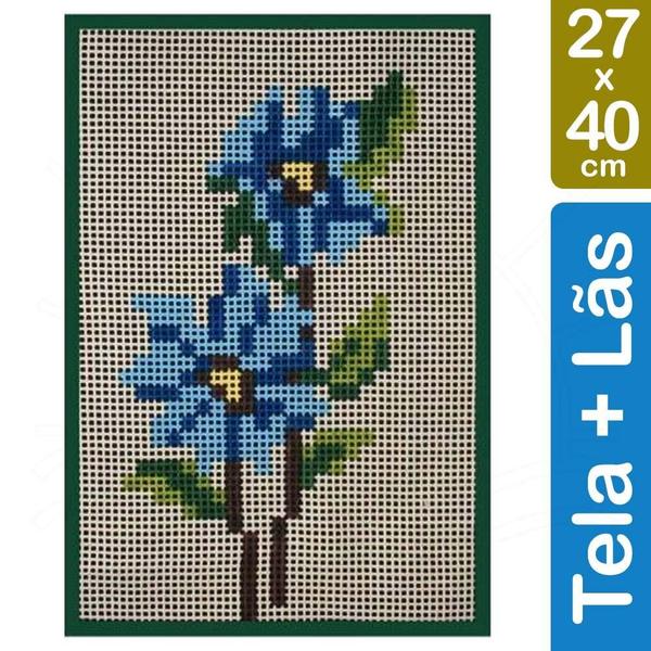 Imagem de Kit Tela para Bordar 27x40 - 4902 Flor Azul