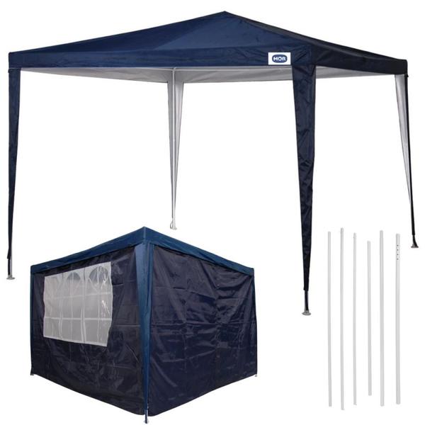 Imagem de Kit Tenda de Encaixe Base e Topo 3m X 3m Poliester Oxford Azul com 2 Paredes  Mor 