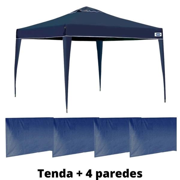 Imagem de Kit Tenda Gazebo 3x3 M + 4 Paredes Azul Sem Janela