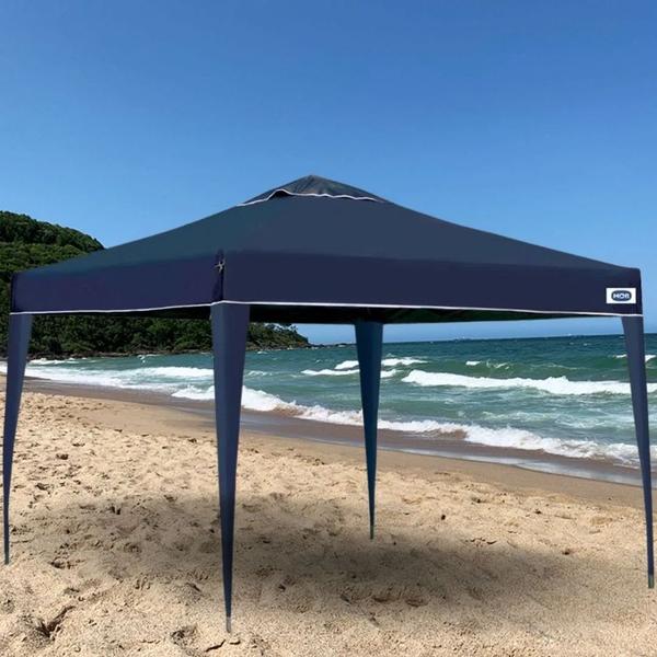 Imagem de Kit Tenda Gazebo Azul Base e Topo 3x3 M + 2 Paredes Brancas Sem Janelas