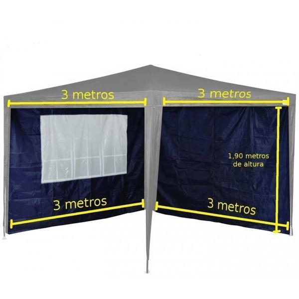 Imagem de Kit Tenda Gazebo de Encaixe 3x3m Azul + 2 Paredes Lateral em Oxford