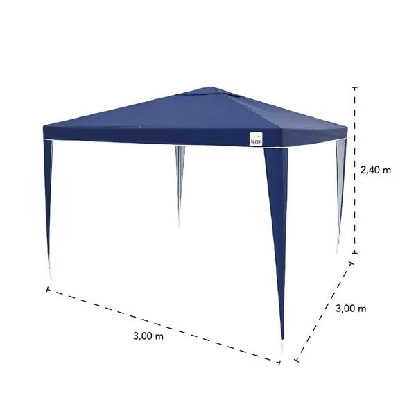 Imagem de Kit Tenda Gazebo de Encaixe 3x3m Azul + 2 Paredes Lateral em Oxford