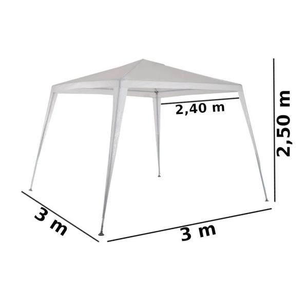 Imagem de Kit Tenda Gazebo de Encaixe Branca 2,40 M X 3 M + 4 Paredes Mor