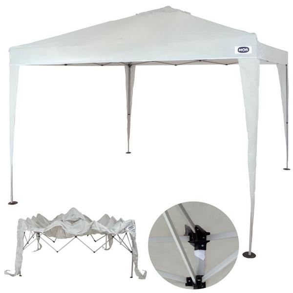 Imagem de Kit Tenda Gazebo Dobravel 3m X 3m Base e Topo + 2 Paredes Brancas Sem Janela