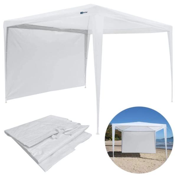 Imagem de Kit Tenda Gazebo Dobravel 3m X 3m Base e Topo + 4 Paredes Brancas Sem Janela