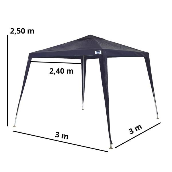 Imagem de Kit Tenda Gazebo Praia 3 M X 2,40 M Encaixe em Rafia Azul Mor + 2 Paredes Laterais Brancas