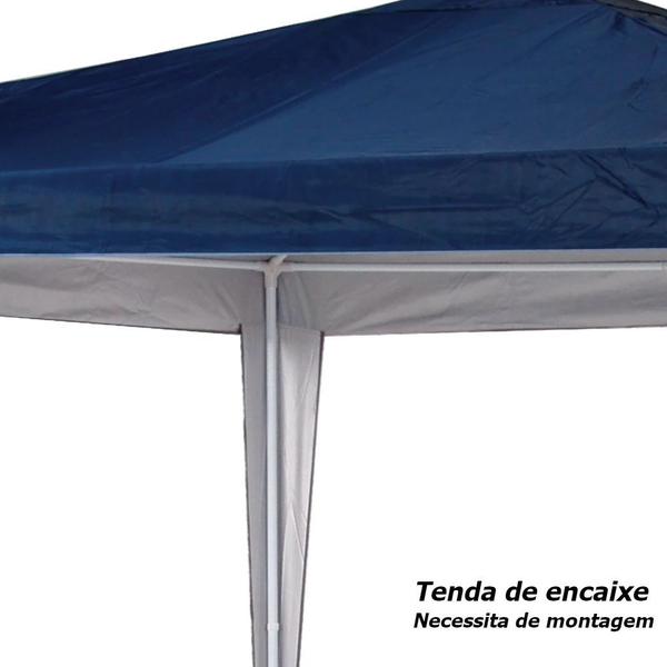 Imagem de Kit Tenda Gazebo Praia 3x3 M Oxford Azul + Duas Cadeiras de Aluminio  Mor 