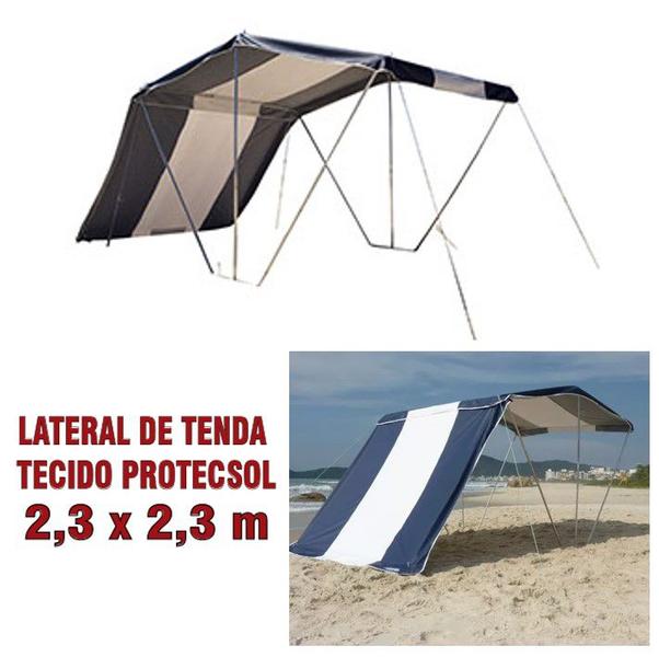 Kit Tenda Gazebo Riviera Camping Praia 2,3x2,3m + 1 Lateral Azul - Zaka Imagem de Kit Tenda Gazebo Riviera Camping Praia 2,3x2,3m + 1 Lateral Azul - Zaka