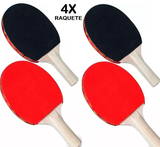 Imagem de Kit Tenis De Mesa 4 Raquetes 8 Bolinhas Ping Pong E Rede