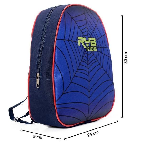 Imagem de Kit Tênis Meia Infantil Menino Super Leve Confortável Calce Fácil + Mochila Azul Aranha Escolar