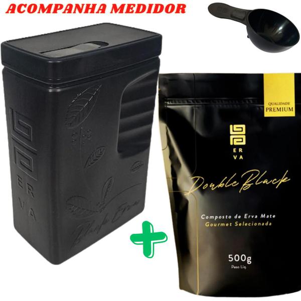 Imagem de Kit Tereré 1 Erva Mate Tereré Black Erva + Porta Erva Mate Black Erva 500g Pote Erva Mate Mateira